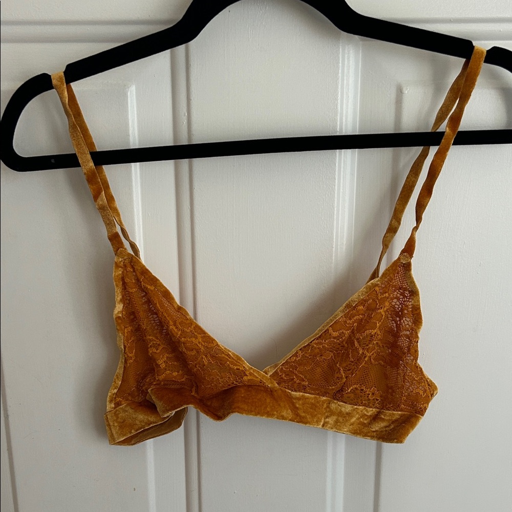 Velvet Lace Bralette in Gold